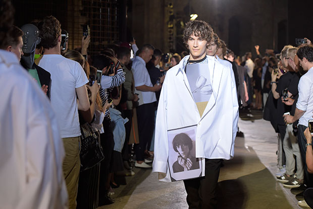 Raf Simons' Spring 2017 collection featuring the photographs of Robert Mapplethorpe at Pitti Uomo. Photograph by Giovanni Giannoni, courtesy of Pitti Uomo