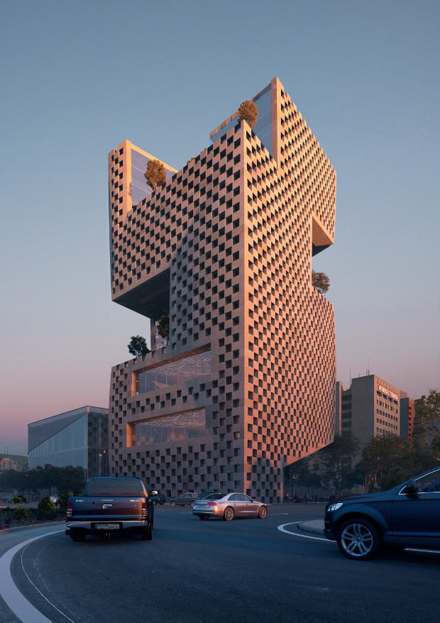 Snøhetta's design for Banque Libano-Française's Beirut headquarters. Image courtesy of Snøhetta 