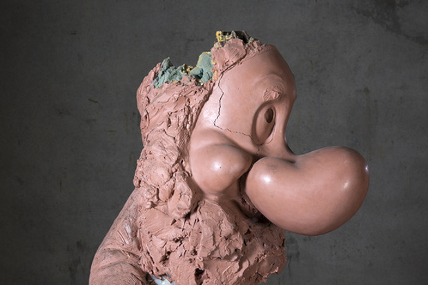 White Snow Dwarf, Bashful (Affected Original), 2009—2016 Clay, foam, steel, wood 177.8 x 121.9 x 21.9 cm / 70 x 48 x 48 in Photo: Dylan Huig. Image courtesy of Hauser & Wirth