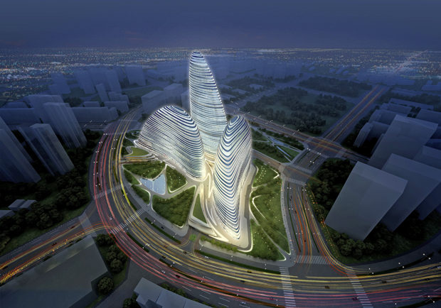 Rendering for Zaha Hadid's Wangjing Soho