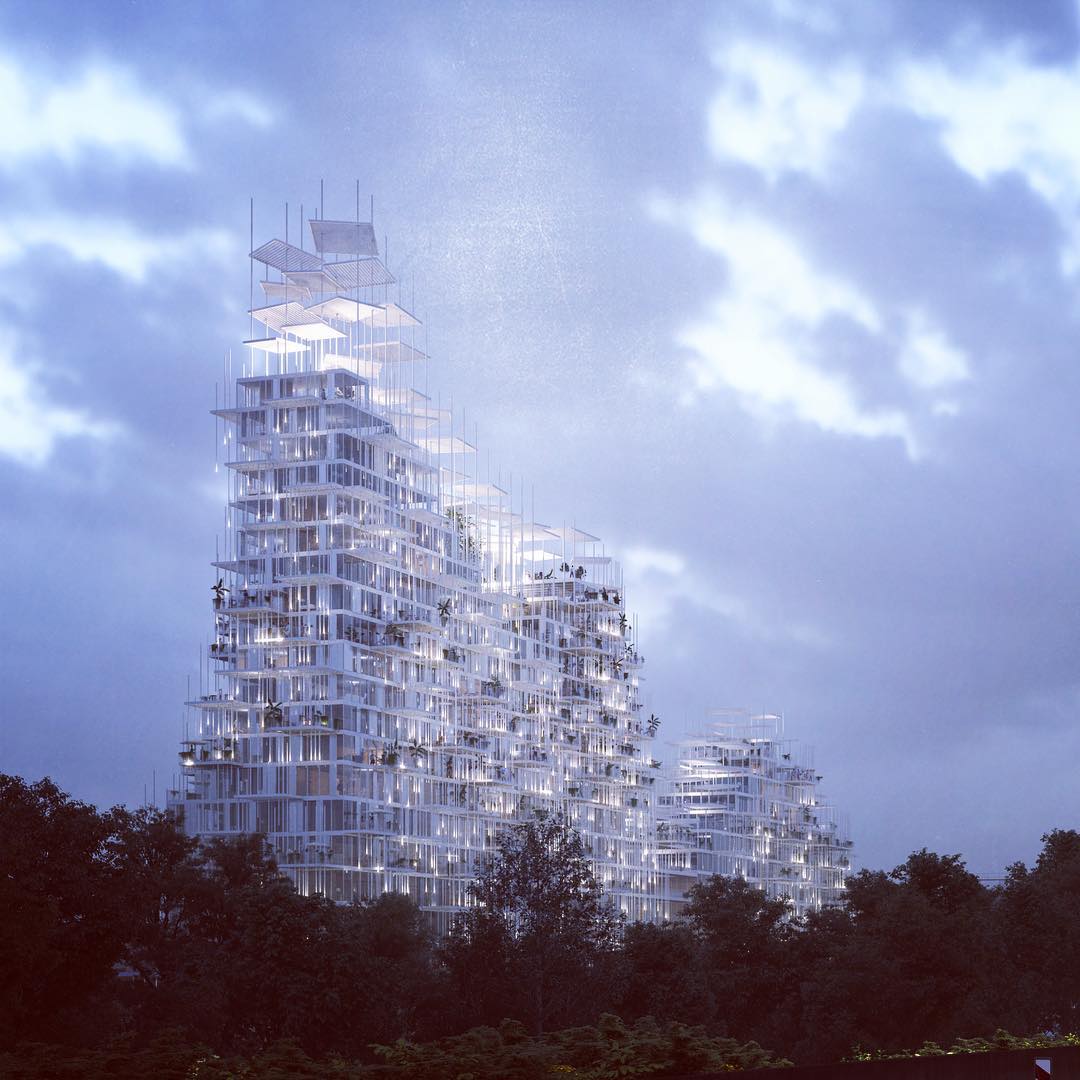 ‪Sou Fujimoto Architects + Nicolas Laisné and Dimitri Roussel's Vertical Village. Renderings courtesy of Sou Fujimoto's Instagram