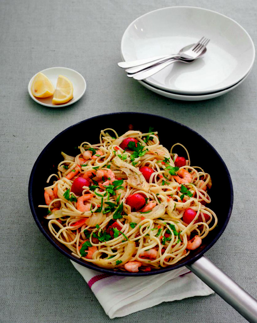 Spicy shrimp, fennel & chile linguine. All images from Simple & Classic by Jane Hornby