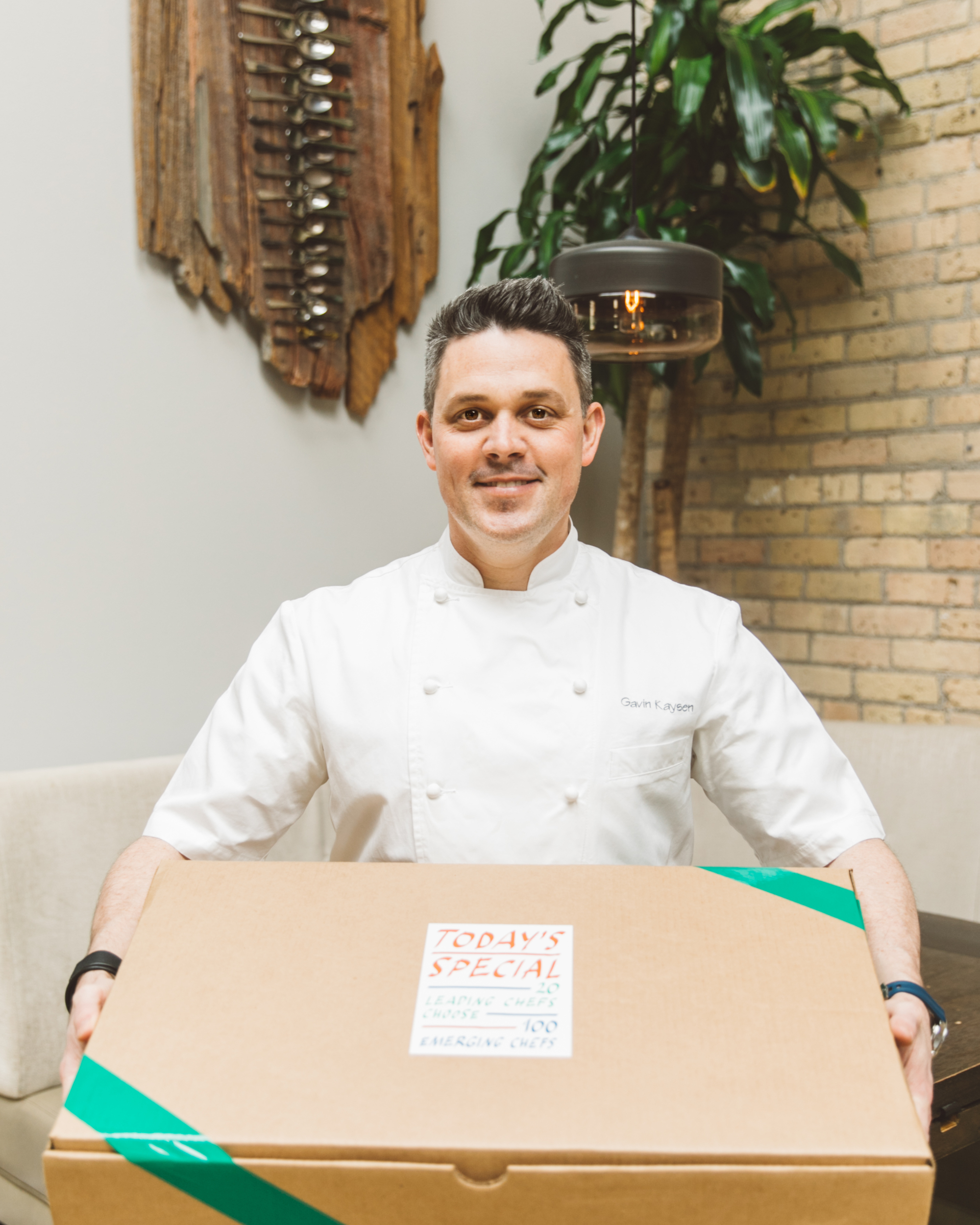 Chef Gavin Kaysen with his Today's Special meal kit box