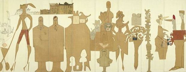 Detail from The Americans (1958) by Saul Steinberg
