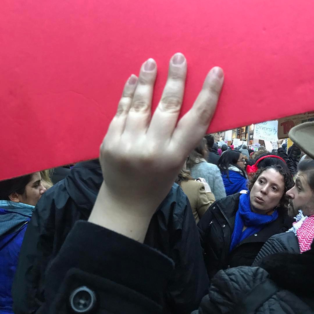 Stephen Shore's photograph of the Women's March, New York, January 2017. Image courtesy of Shore's Instagram