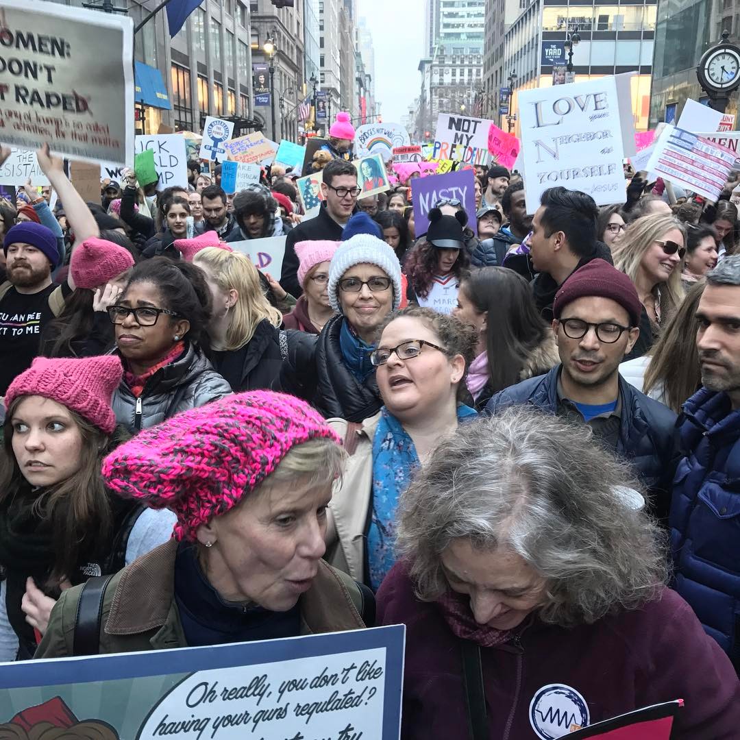 Stephen Shore's photograph of the Women's March, New York, January 2017. Image courtesy of Shore's Instagram