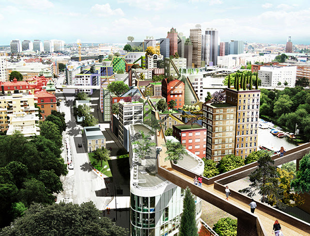 A high-density High Line for Stockholm, architecture