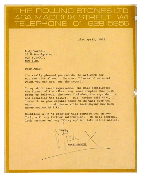 Mick Jagger's letter to Andy Warhol