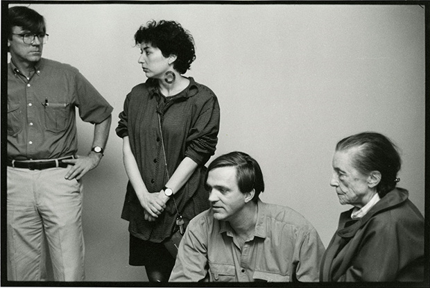 Robert Storr with Louise Bourgeois installing at MoMA 1992. Image courtesy of Robert Storr