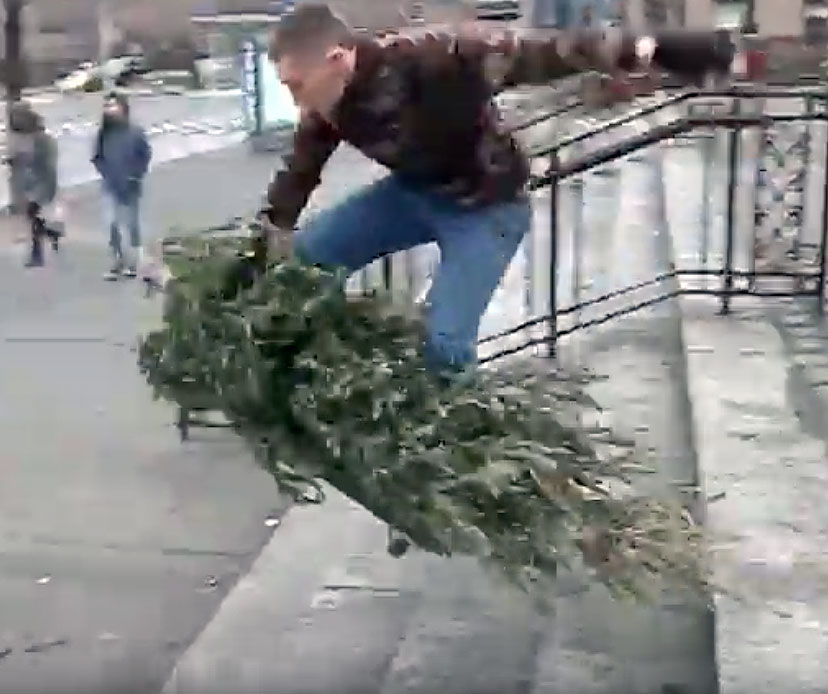 Ben Kadow gets rid of his Christmas tree. Image via Supreme's Instagram