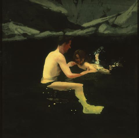 Melanie and Me Swimming (1978 – 1979) by Michael Andrews. From London Calling. Image courtesy of the Getty