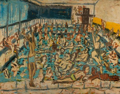 Children’s Swimming Pool, Autumn Afternoon (1971) by Leon Kossoff. From London Calling. Image courtesy of the Getty