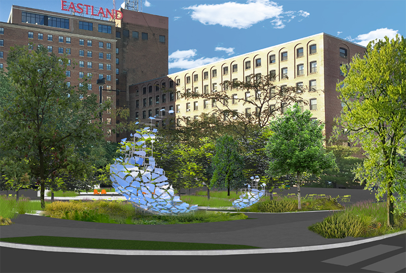 A rendering of Sarah Sze's piece for Congress Square Park. Image courtesy of the artist