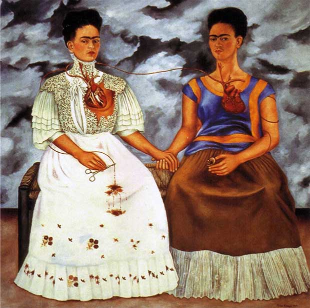The Two Fridas, (1939) by Frida Kahlo. As reproduced in Great Women Artists