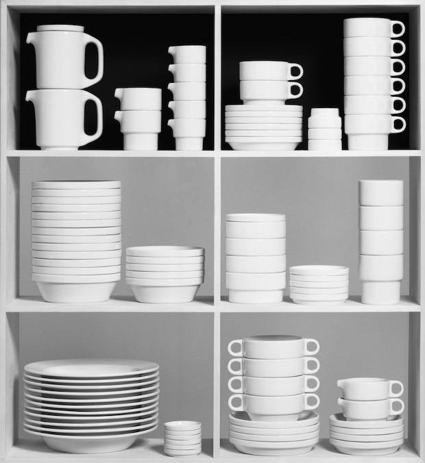 TC 100. Stacking catering service. Manufacturer: Rosenthal AG. 1959, Product Design, diploma work. Student: Hans (Nick) Roericht. Photo by Wolfgang Siol. Courtesy HfG-Archiv / Ulmer Museum