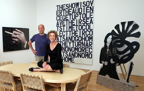 Thea and Ethan surrounded by works from their collection