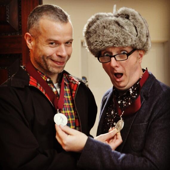 New RA members Wolfgang Tillmans (left) and Bob and Roberta Smith show off their medals