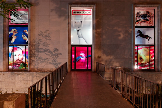 Maurizio Cattelan's Toilet Paper images on the windows of Paris' Palais de Tokyo