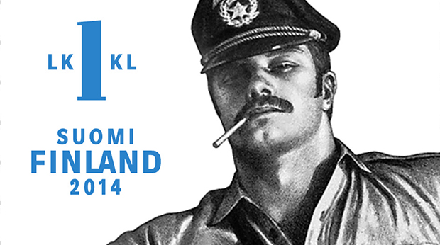 Detail from one of the Finnish post office's Tom of Finland stamps