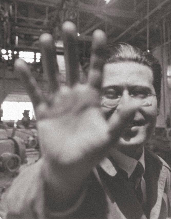 Laszlo Moholy-Nagy in the interior of the old Trepat foundry. Photo by Lucia Moholy, 1925
