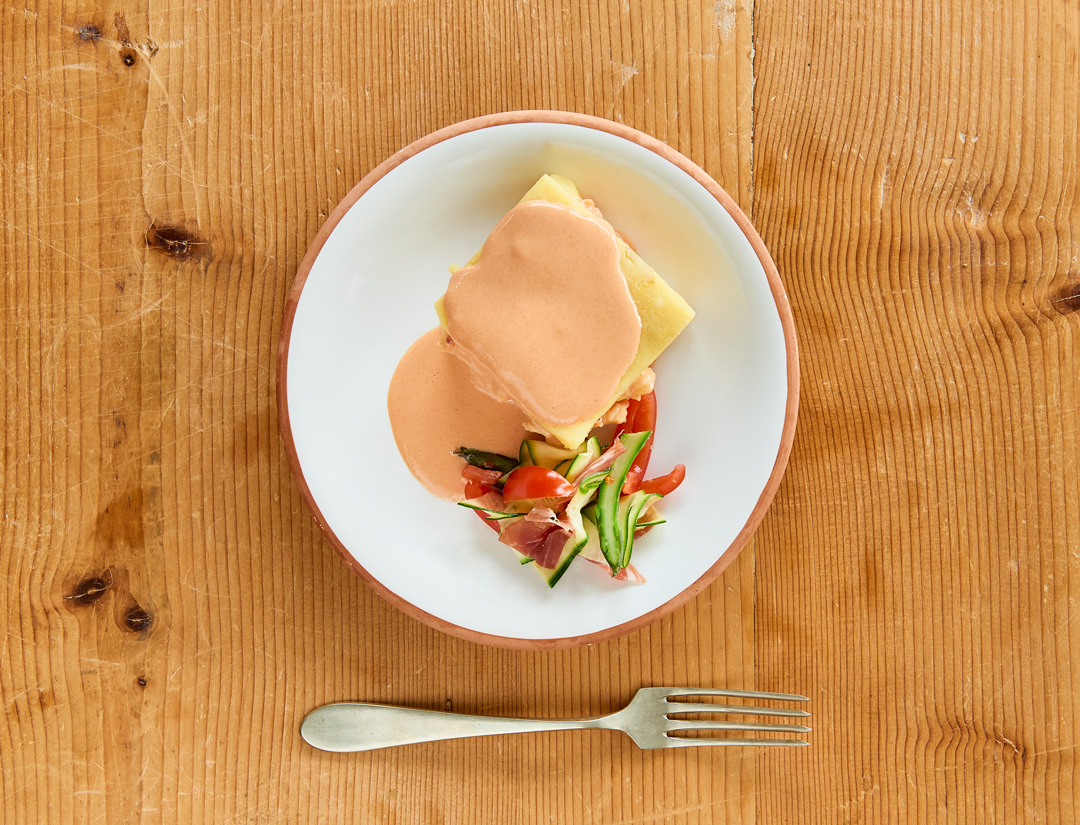 Causa limena with a bell pepper mayonnaise, as reproduced in Bread is Gold