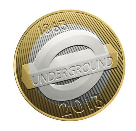 Edwina Ellis's coin features the London Underground roundel