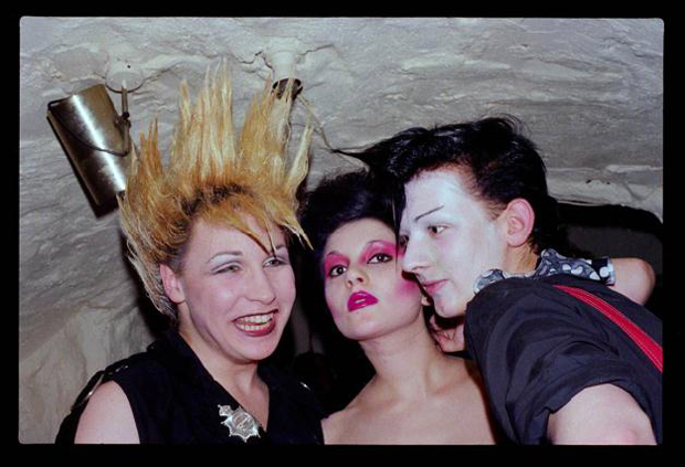 Peter Robinson (Marilyn), (Princess) Julia, George O'Dowd (Boy George), 1978. From Bowie Nights at Billy’s Club, London, 1978, by Nicola Tyson. Copyright the artist, courtesy Sadie Coles HQ, London