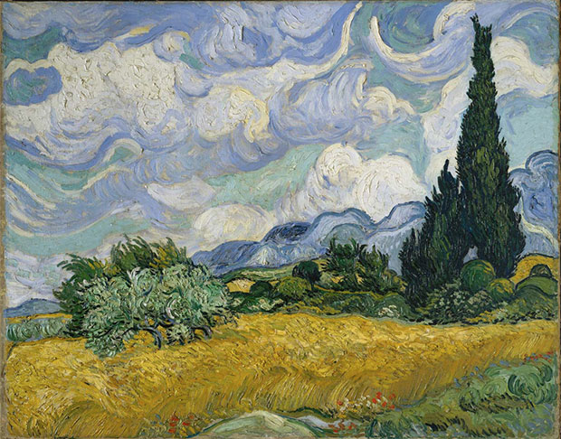 Vincent van Gogh, Wheat Field with Cypresses, 1889. Oil on canvas, 73 × 93.4 cm / 28¾ × 36¾ in Metropolitan Museum of Art, New York. As reproduced in Art in Time.