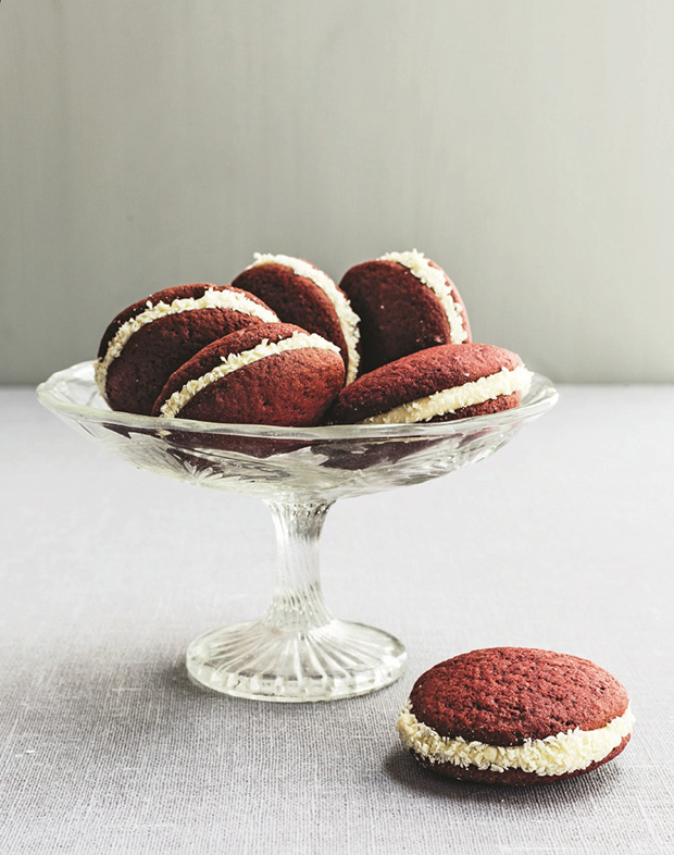 Velvet whoopie pies, as featured in What to Bake & How to Bake It