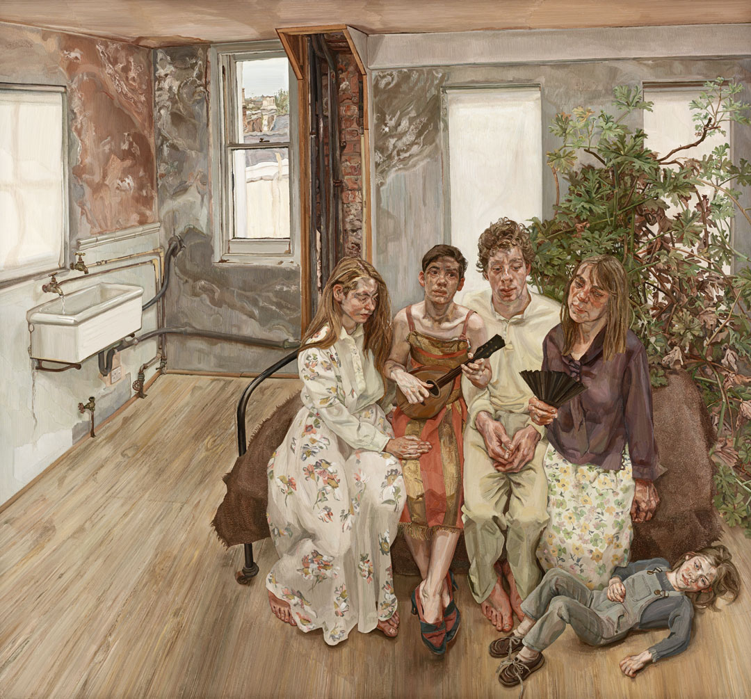 Lucian Freud, Large Interior W11 (after Watteau), 1981–3, oil on canvas, 186 × 198 cm, 73¼ × 78 in. © The Lucian Freud Archive / Bridgeman Images; photography by John Riddy 