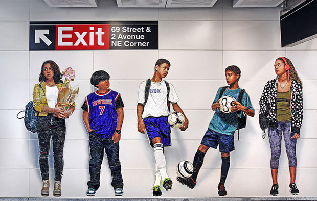 Vik Muniz’s Perfect Strangers at the 72nd Street station. Image courtesy of the MTA