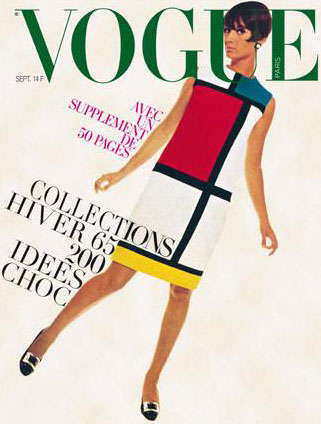 French Vogue's September 1965 cover featuring Yves Saint Laurent's designs