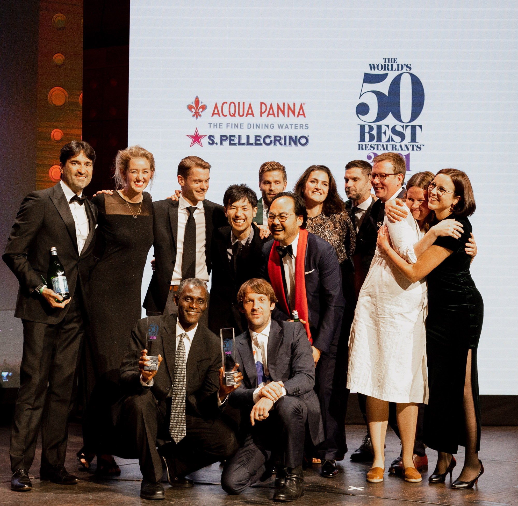 Noma's René Redzepi (centre right) with fellow Noma staffer Ali Sonko (centre left) at the World's 50 Best Restaurants awards last night. All images courtesy and copyright: The World's 50 Best Restaurants