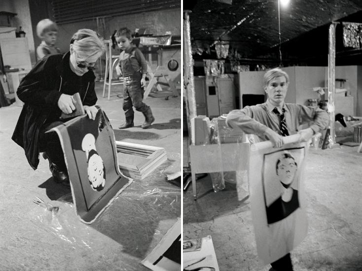 Andy Warhol working on 'Self-Portrait' at The Factory (1964)