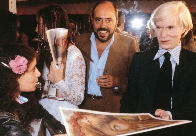 Fiorucci and Andy Warhol in the Fiorucci shop, 1983