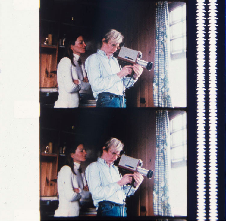 Andy Warhol filming through the window with Lee Radziwill looking over his shoulder, Montauk, August 1972. Jonas Mekas. All images courtesy of Boo-Hooray and Jonas Mekas