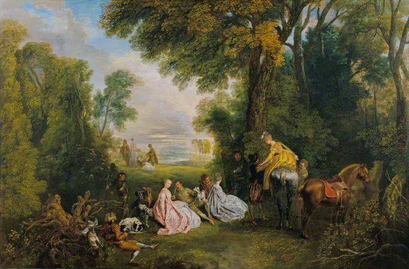 Antoine Watteau, Rendez-vous de chasse (Meeting on the Hunt), c.1717–18