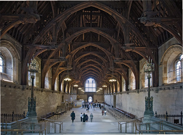 Roof of Westminster Hall, London, UK, 1397, Hugh Herland. As reproduced in Wood