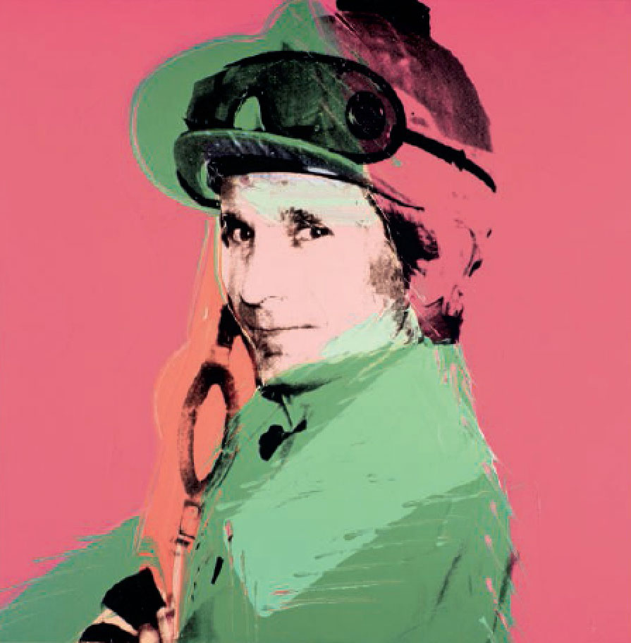 Willie Shoemaker by Andy Warhol spring 1977 / acrylic and silkscreen ink on linen / 40 x 40 inches /
101.6 x 101.6 cm / Collection Richard L. Weisman © The Andy Warhol Foundation for the Visual Arts, Inc., NY 