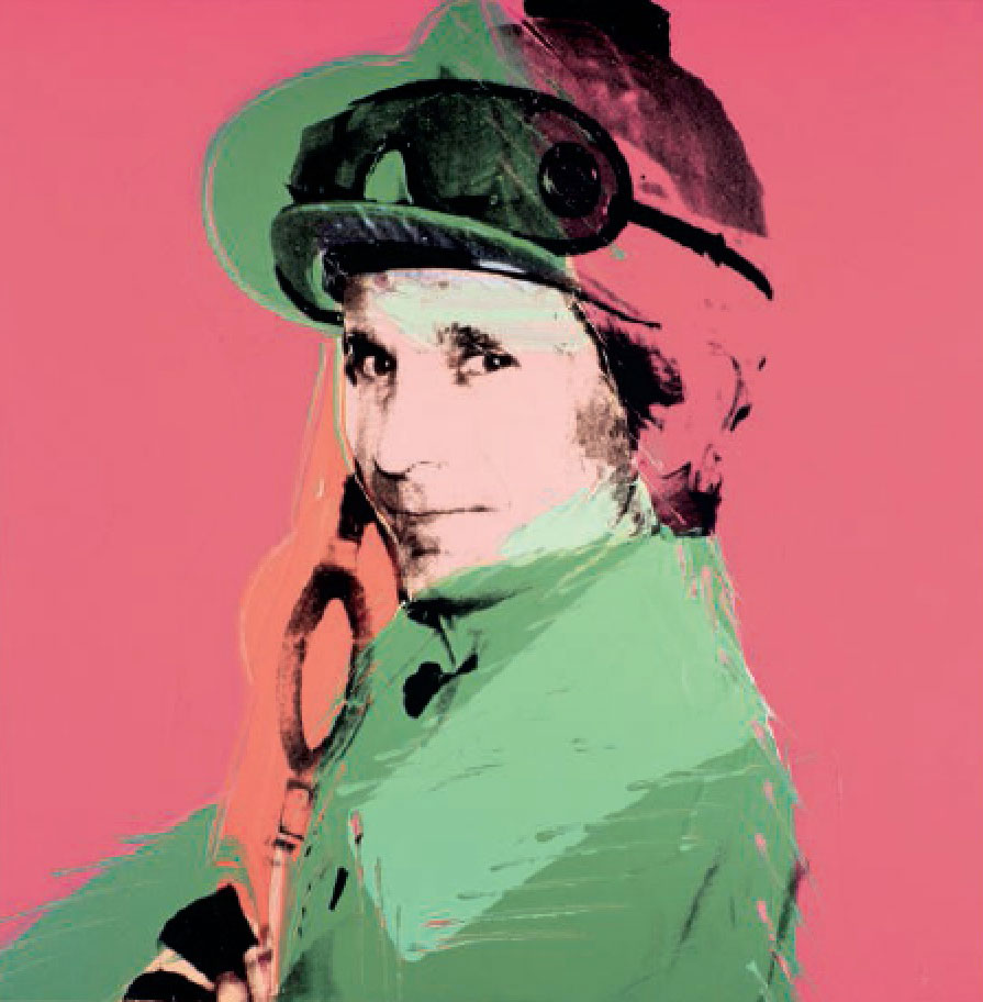 Willie Shoemaker by Andy Warhol spring 1977 / acrylic and silkscreen ink on linen / 40 x 40 inches /
101.6 x 101.6 cm / Collection Richard L. Weisman © The Andy Warhol Foundation for the Visual Arts, Inc., NY