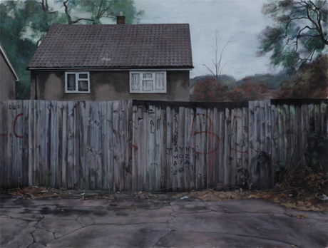 George Shaw, <em>Young Lovers Don't</em> (2010) Humbrol enamel on board