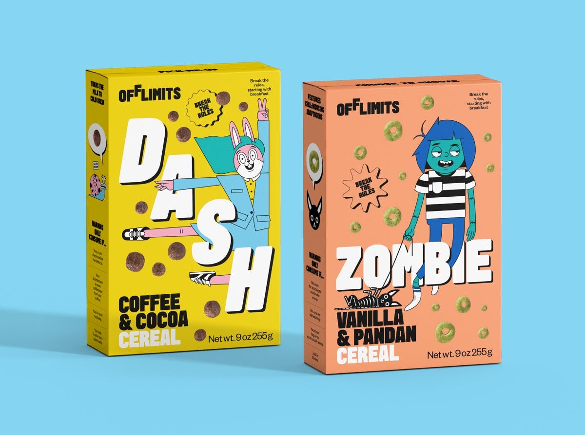Dash and Zombie cereals. Image courtesy of Off Limits